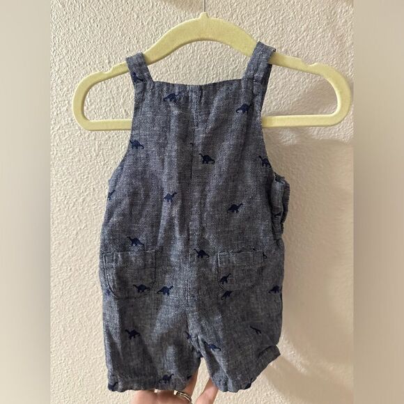 Janie and Jack Dinosaur Chambray Overalls 0-3 months - Picture 3 of 5
